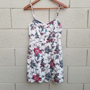 Loft | Floral Sweetheart Neckline Linen Dress